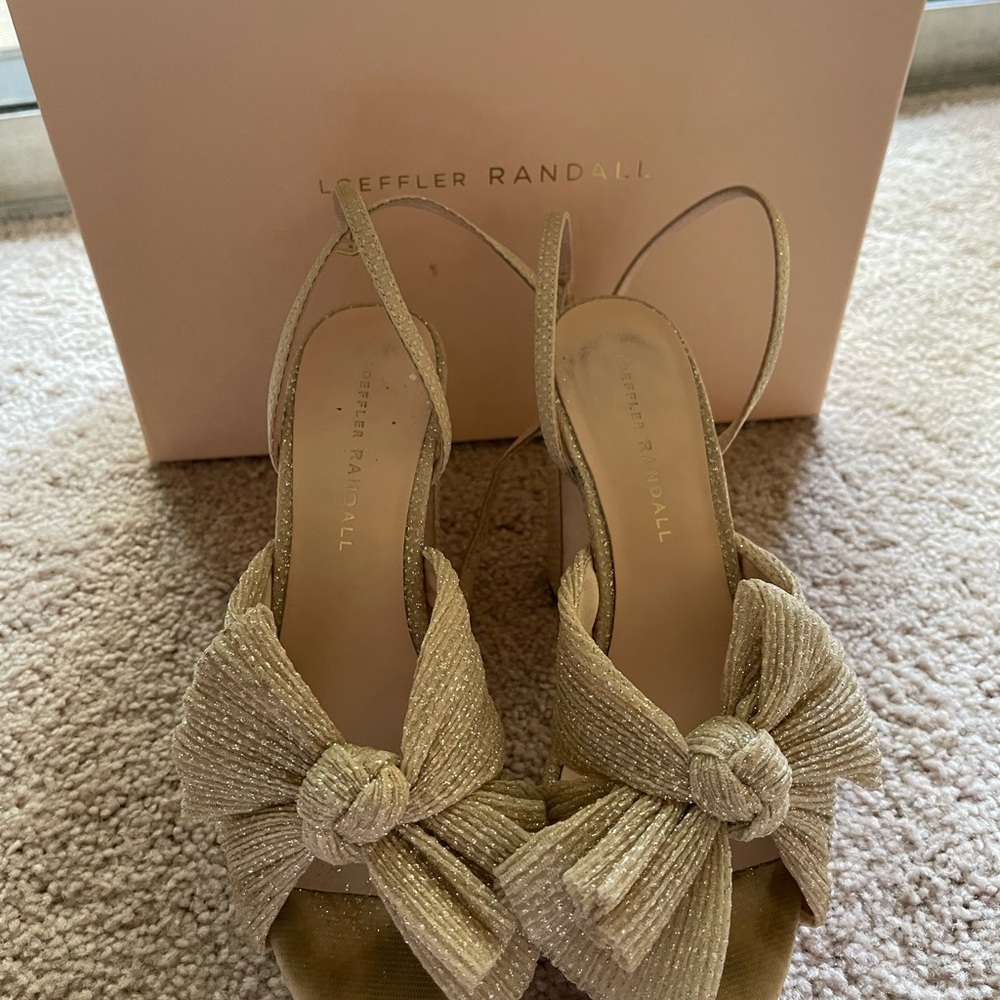 Loeffler Randall Gold Bow Heels